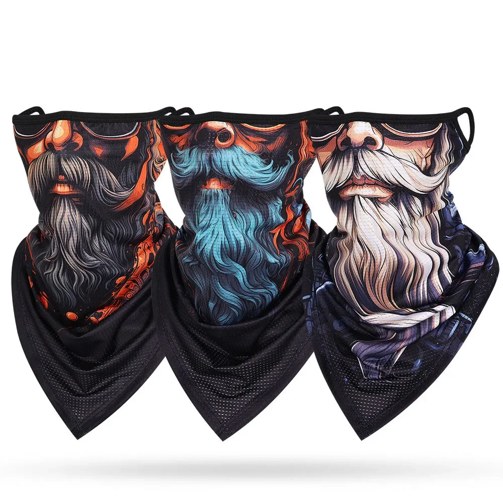 

Earloops 3D Beard Skull Face Mask for Men and Women, Triangle Scarf, Face Balaclava, Sun Protection, Dry Quick, Multifunctional,