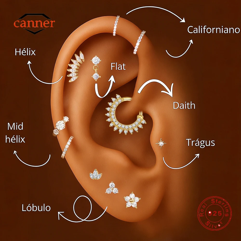 

Серьга-гвоздик CANNER 1 шт. из стерлингового серебра 925 пробы с геометрическим дизайном, плоская, с фианитом в форме конского глаза, для пирсинга, изысканное ювелирное украшение, подарок для вечеринки