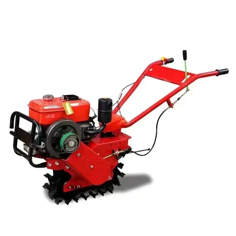 New Chain Track Micro Tiller, Gasoline Diesel Trenching Machine, Multifunctional, Loosening SoilHot SalesHot Sales