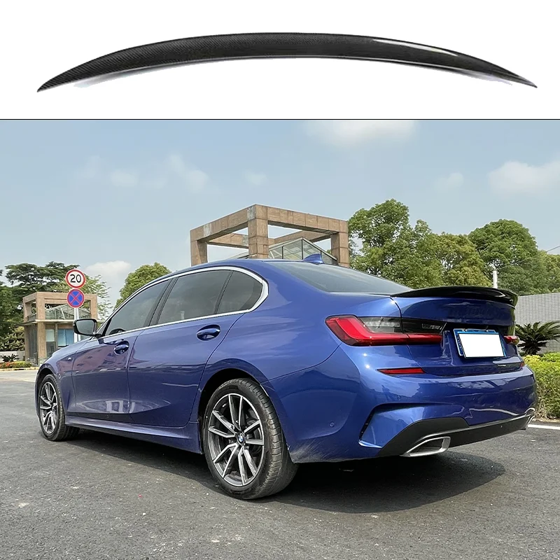 

For 2020 2021 2022 2023 BMW 3 Series G20 G28 M3 G80 GT P Style Real Carbon Fiber Rear Spoiler Trunk Wing