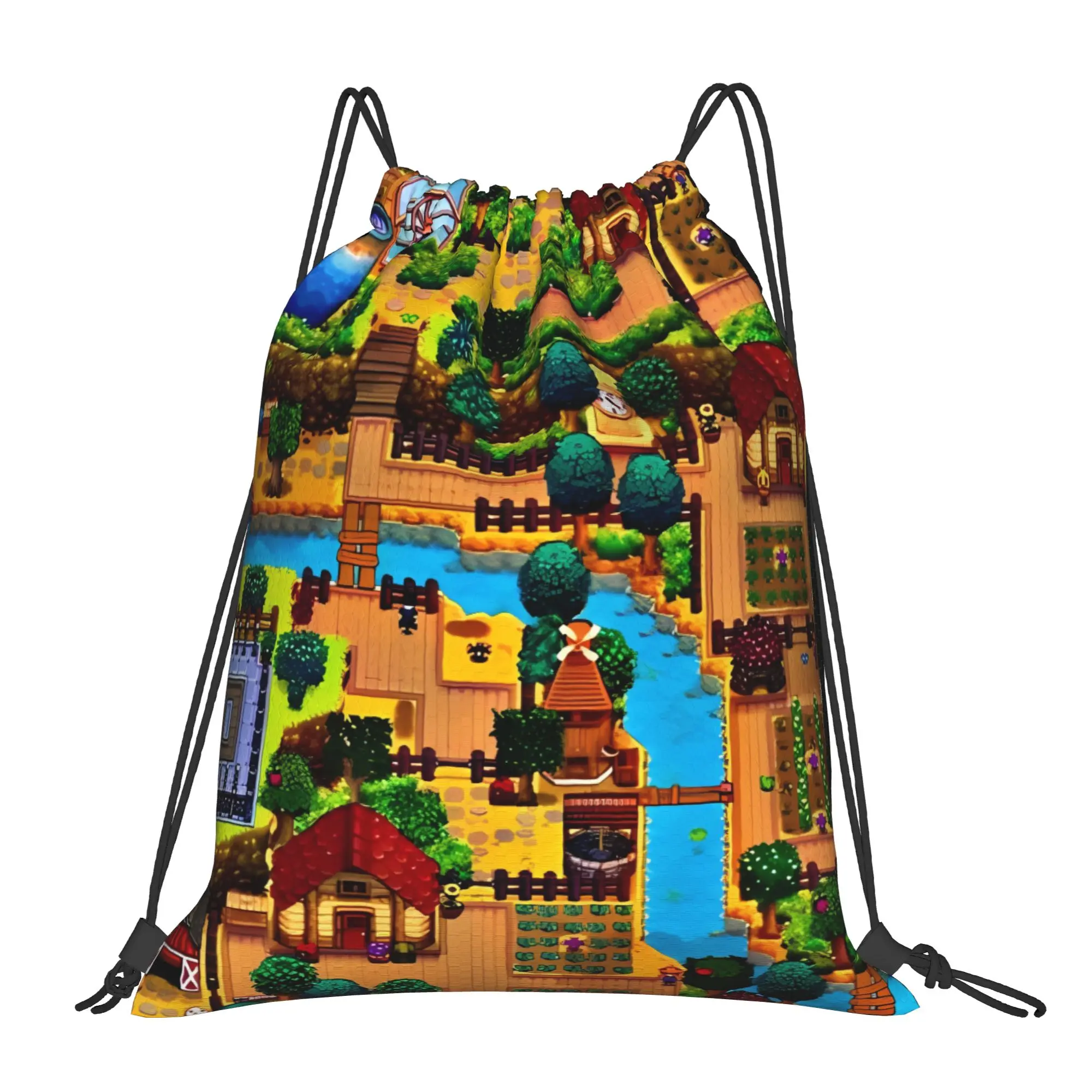 Vintage Map stardew valley Portable Sports Riding Gym Drawstring Storage Backpacks
