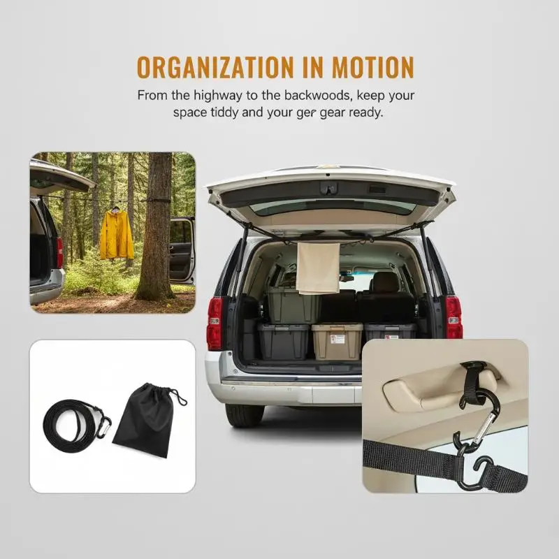 【CR】Car Clothes Rack Multifunctional with Storage Hooks Non-slip Sturdy Hanger for Long Distance Travel Interior Use