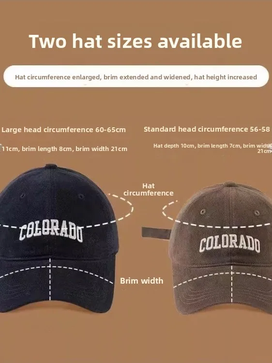 Unisex Large Head Circumference Baseball Cap Deepened Wide Brim Face Slimming Korean Lettering Duckbill Hat Couple Trendy