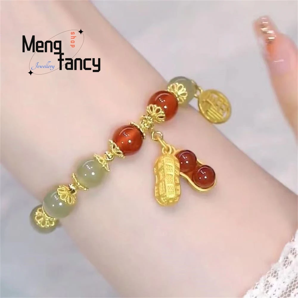 천연 허톈 옥 인니치 디자인 땅콩 팔찌 인기 있는 우아한 패션 주얼리 섹시한 젊은 소녀들을 위한 베스트셀러 휴일 선물