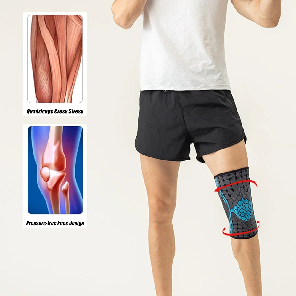 BraceTop 1 PC New Weaving Silicone Knee Sleeve Pads Supports Brace Basketball Meniscus Patella Protectors Sports Safety Kneepads