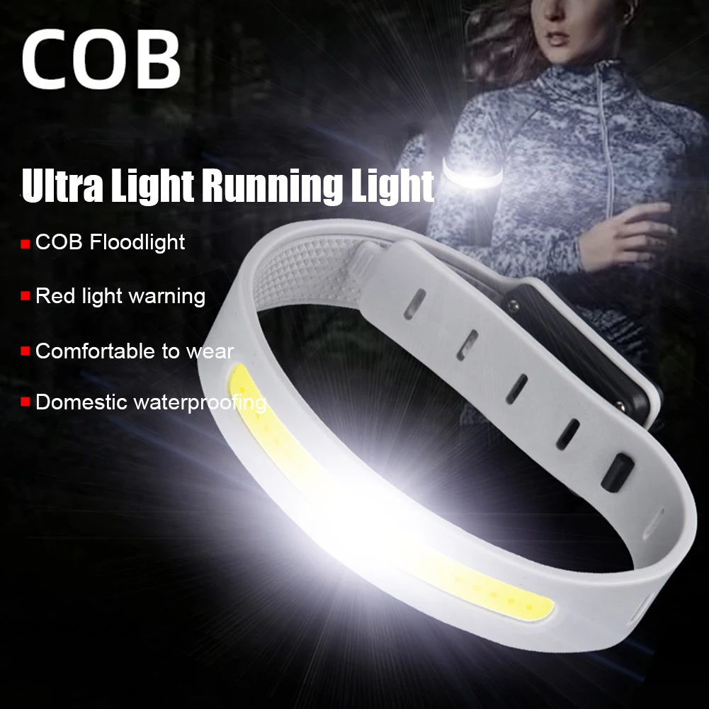 Sport Arm Leg Wristband Light 350mAh 500LM COB LED Night Running Hiking Camping Light Type-C USB Rechargeable Flashlight Lantern