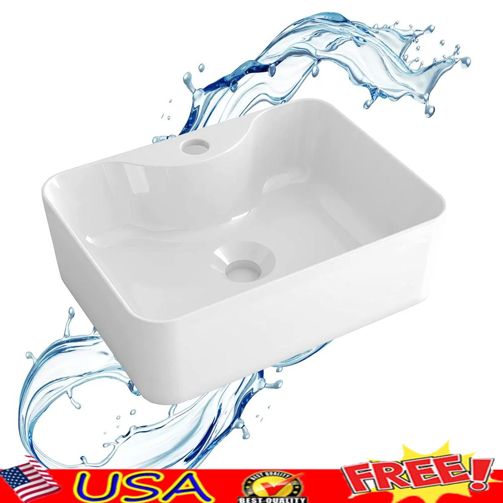 Ceramic Rectangular Bathroom Sink 16.1