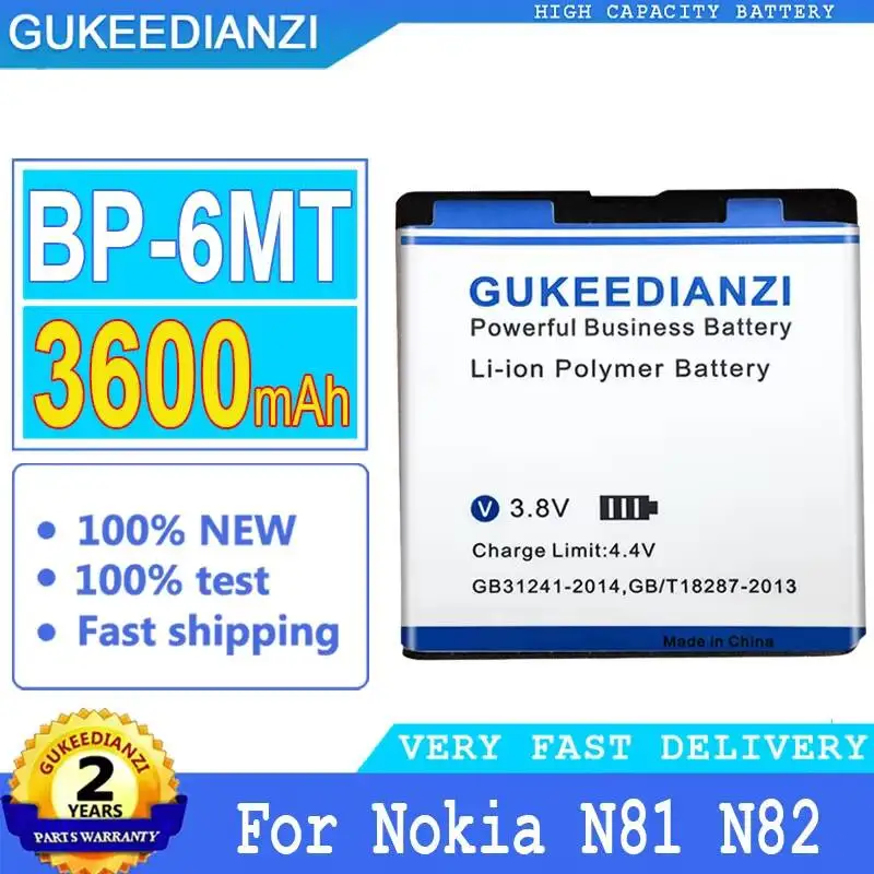 

BP-6MT для Nokia N81 N82 N81-8G E51 E51i 6720 6720C 3600 мАч, премиум-аккумулятор для мобильного телефона