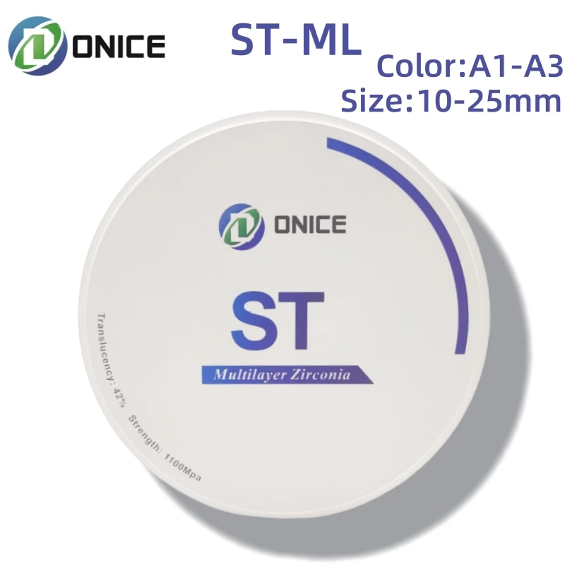 Dental Lab ST-ML Multilayer Zirconia Blocks 98mm System Fully Anatomical Crowns And Multi-unite Bridges Cad Cam