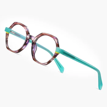 Gmei optical fashion acetate multicolor women eyeglasses frames with spring hinges female round retro glasses frame ps