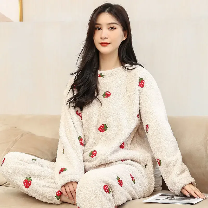 Pajama Sets Women Comfortable Sleepwear Winter Kawaii Girls Ulzzang Chic Loose Cozy Light Soft Fashion Nightwear Ladies Preppy