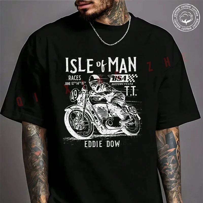 

Moto Men's T-shirt Motorcycles X Merlin Motorcycle Cotton T Shirt Short Sleeve Exquisite Design Essential Top Tees