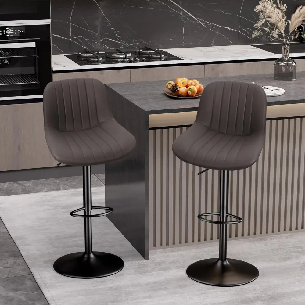 

Bar Stools Set of 2, Adjustable Modern Swivel Bar Stools with Backs, Counter Height Performance Fabric Island Chairs