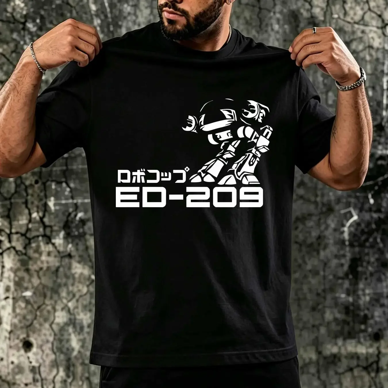washed T Shirt ED 209 Japanese Mech 80s Movie inspired long or short sleeves vintage Washed Casual Top For Everyday Wear Soft