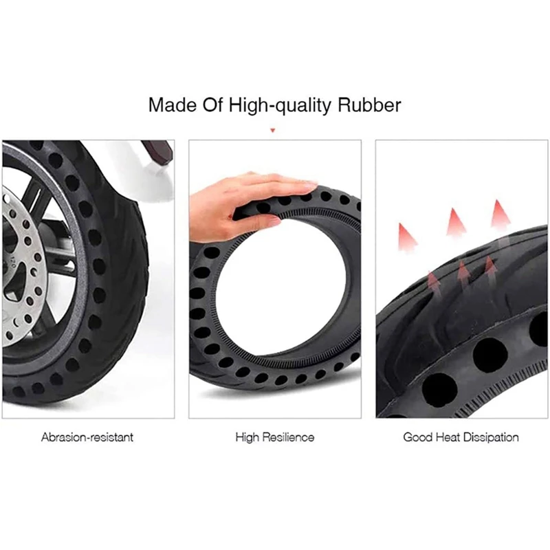 Solid Tire For Xiaomi M365 Electric Scooter Tyre, 8.5 Inches Shock Absorber Non-Pneumatic Rubber Tyre Wheel With Crowbar