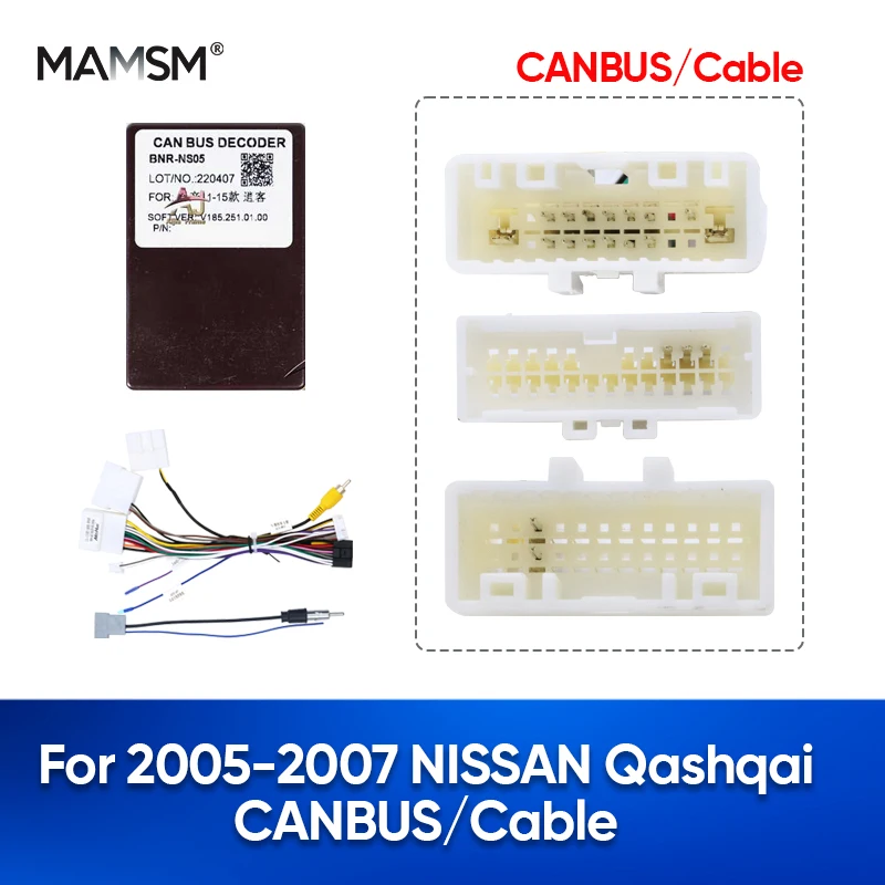 

MAMSM Car Radio Canbus Box For NISSAN Qashqai 2005 2006 2007 Auto GPS Multimedia Wiring Harness Power Cable Decoder Adapter