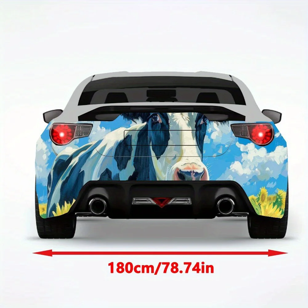 Cow in Sunflower Field,Vinyl Decal for Car Rear, Waterproof Self-Adhesive Vinyl Stickers for Vehicle Tail and Bumper, Decoration