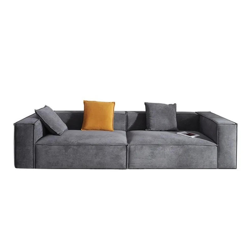 

Italian minimalist square sofa, living room straight row tofu module fabric sofa, Nordic retro corduroy wide sitting deep