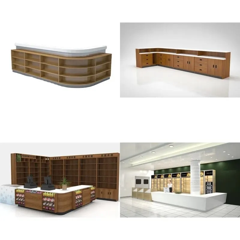High Quality Wooden Service Counter and Smoke Display Stand for Supermarket Grocery Store Retail Shop Fixture