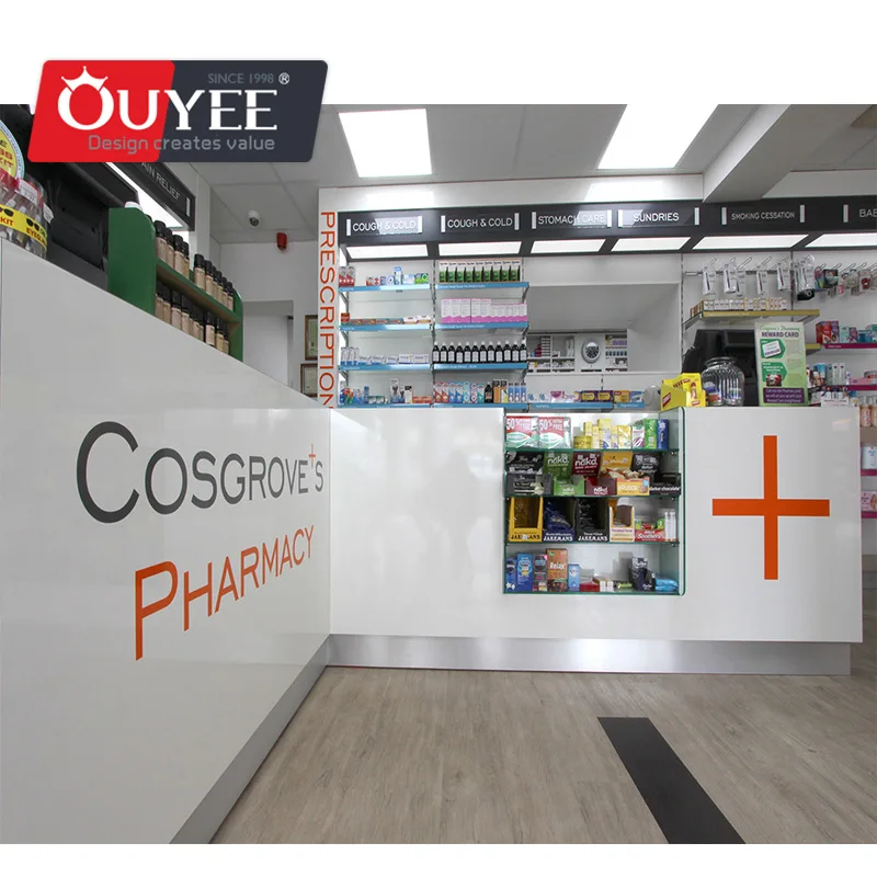 Customized-New Product Store Design Medical Pharmacy Items Decoration Cabinet Furniture Shops Display Pharmacy Interior Desi