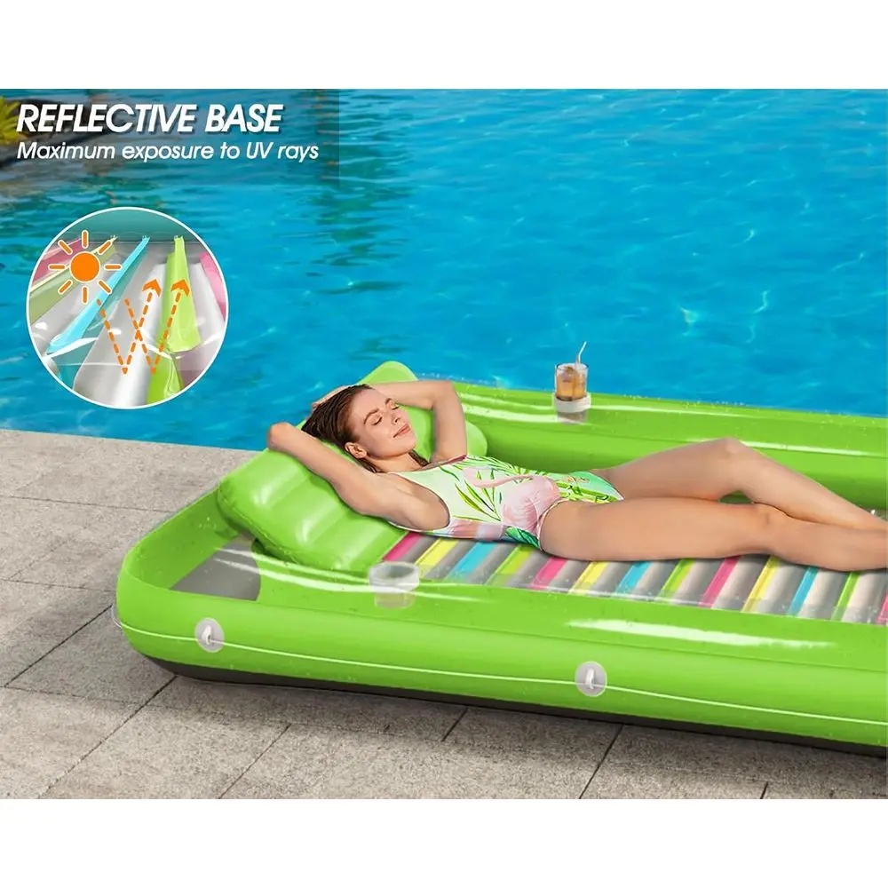 4-in-1 opblaasbaar zonnebad met ligstoel, rustgevend zwembadratenspeelgoed en ballenbak voor kinderen