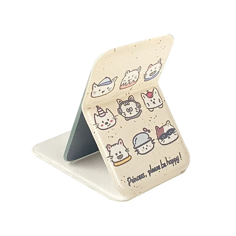 Miroir de maquillage de bureau en cuir PU, couleur unie, Simple, Portable, pliable, Compact, mignon, pour étudiant