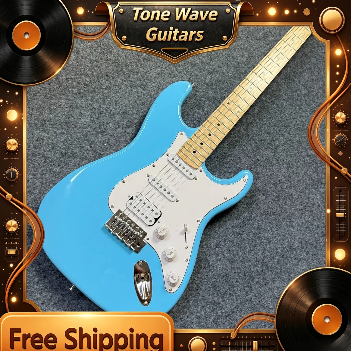 Hot Blue Single Double Electric Guitar ST001 Delivery Included Novice Advancement Versatile Musician Practice Beginner
