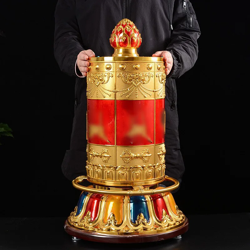 Hand dial roller electroplated alloy six-character mantra household runner ornament Tibetan manual gold barrel ornament