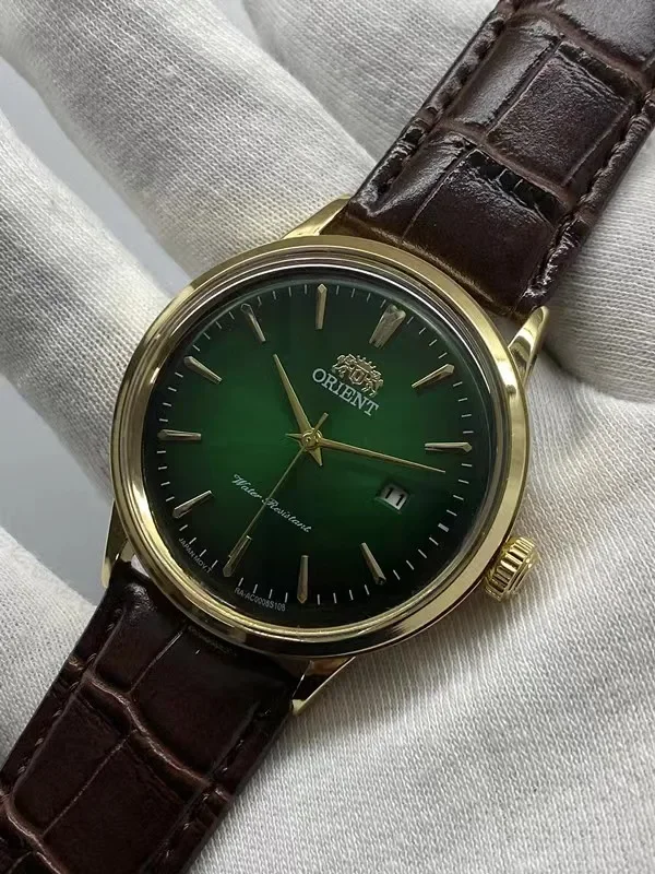 ساعة أورينت كوارتز للرجال 2024 ساعة جديدة بمرآة فقاعية ريترو مقاومة للماء وحزام جلدي عالي الجودة