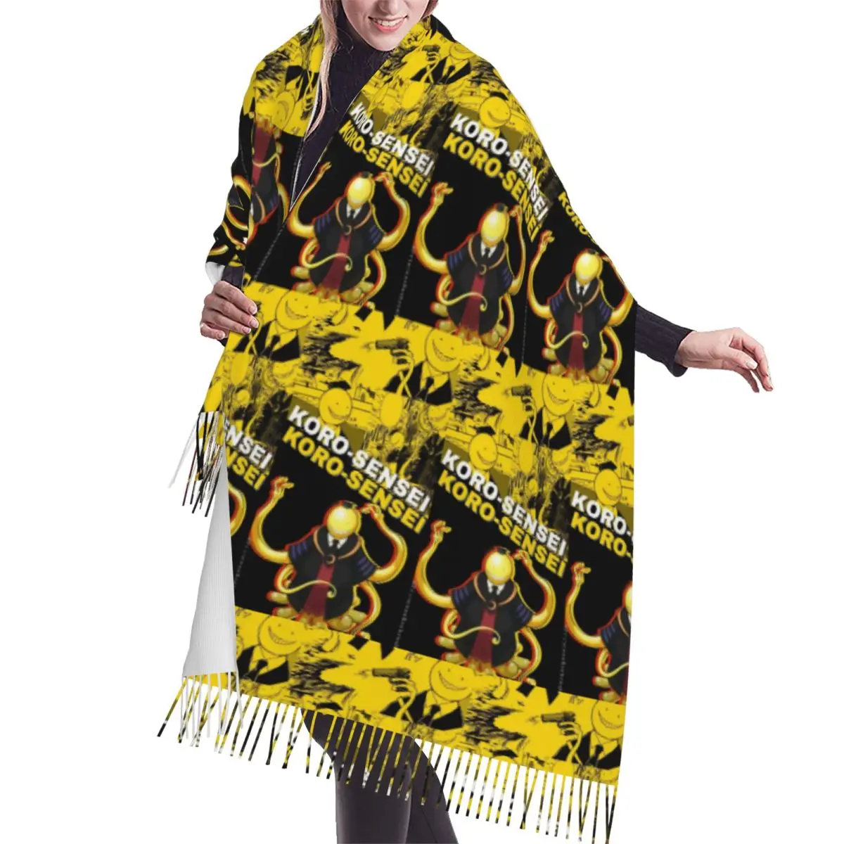 

Класс убийства Осьминог Коро Сенсей Шарф Шарфы с кисточками Женские мягкие теплые шали и накидки Большая осенне-зимняя шаль