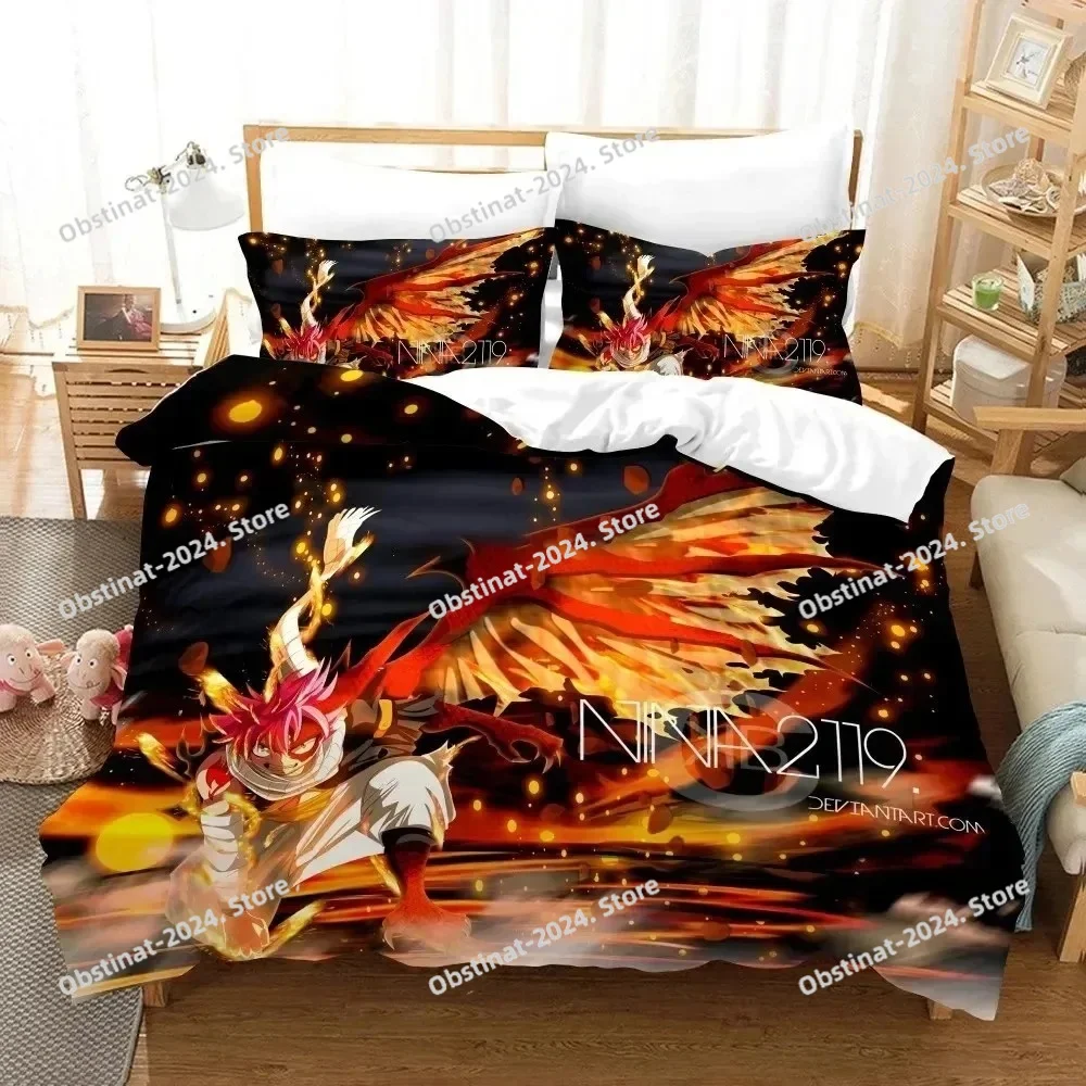 

3D Print Anime Fairy Tail Logo Natsu Bedding Set Boys Girls Twin Queen Size Duvet Cover Pillowcase Bed Kids Adult Home Textiles