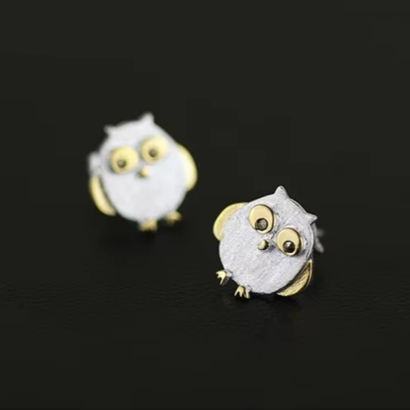 Real 925 Sterling Silver owl Earrings for Women Girls Gift Hot Fashion sterling-silver-jewelry Women Earrings