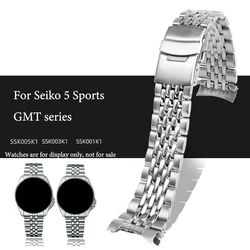 22mm curved 304 stainless steel watch strap waterproof silver watchband for Seiko 5 Sport GMT series SSK001K1 SSK003K1 SSK005K1