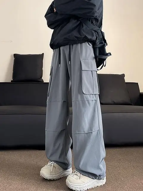 American Style Summer Thin Heavy Ice Silk Casual Function Waterproof Straight Tube Paratrooper Workwear Pants Trendy