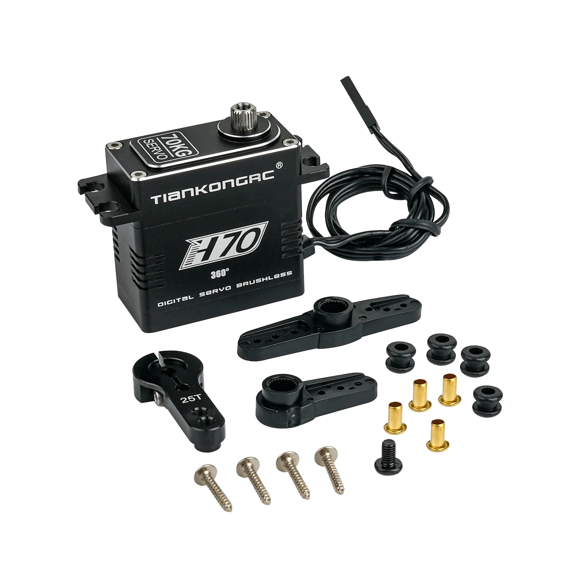 Servo sin escobillas de alto par impermeable de 70 kg 180 ° /270 ° /360 °   Servo de engranaje de acero inoxidable 8,4 V para rastreadores/robotos/SCX10/Traxxas RC