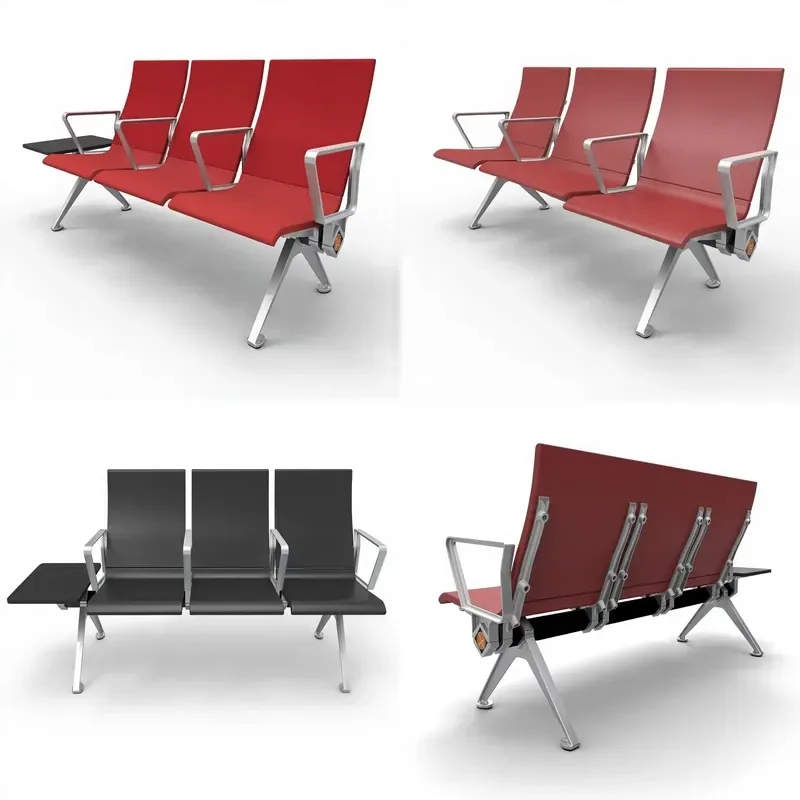 Leadcom LS-529YF Modern PU Padded Metal Frame Hospital and Airport Waiting Bench Double Seat