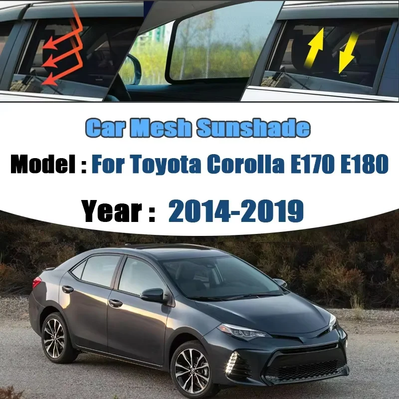 

Сетчатая солнцезащитная шторка для автомобиля Toyota Corolla E170 E180 2014-2019, магнитная шторка для окон, защита от солнца и комаров, автоаксессуар
