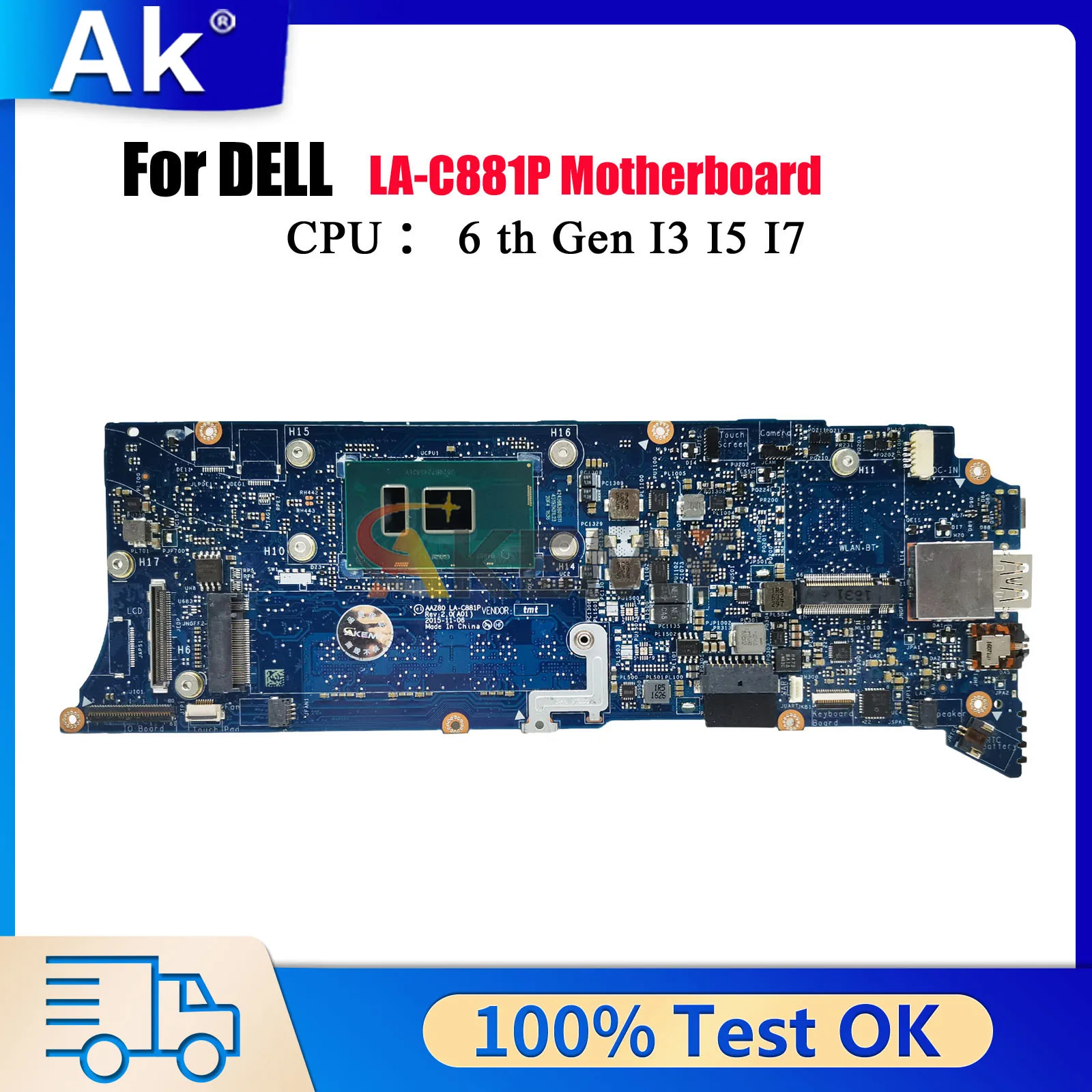 

LA-C881P Mainboard For DELL XPS 13 9350 with i5 i7 CPU CN-078F9T 076F9T 0TG3CN 0H67KH 100% Fully Tested