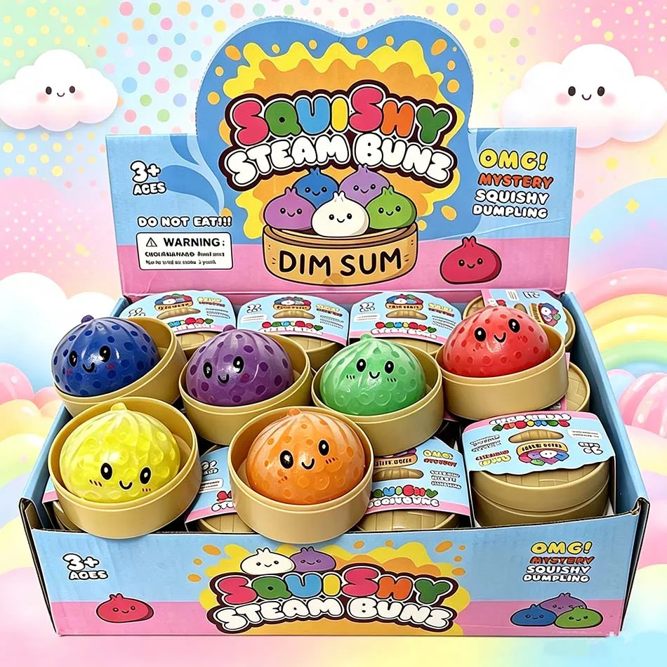 Hot Mini Dumpling Stress Balls Fidget Sensory Toy Simulation Food with Little Steamer Squeeze Dough Ball Stress Relief Hand Toy