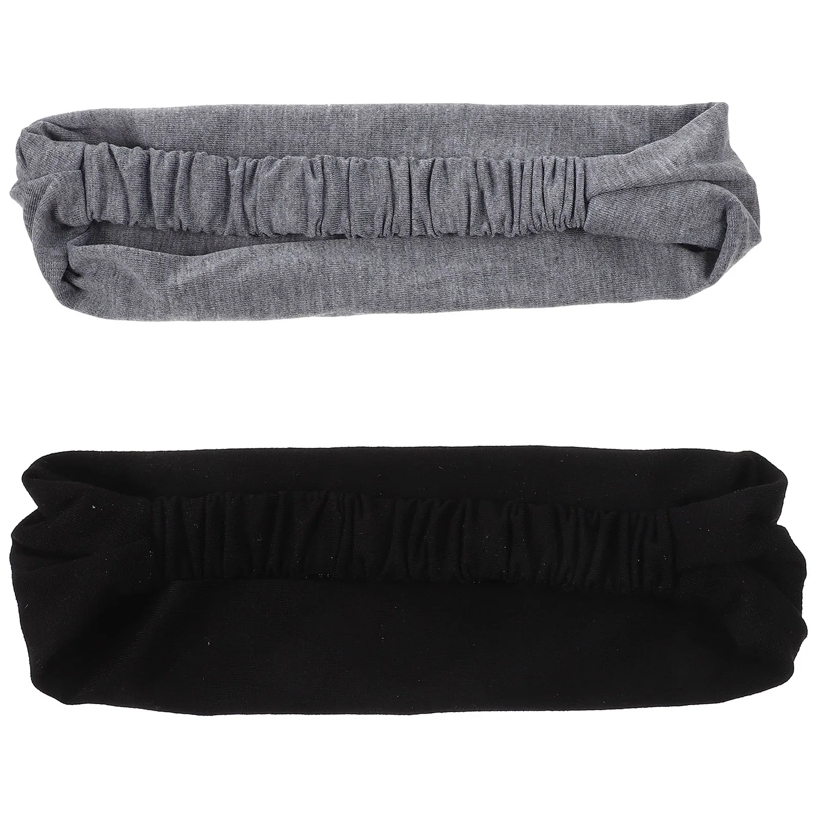 

2pcs Solid Color Cotton Headbands Girls Makeup Cleaning Spa Washing Elastic Women Hairbands Practical Satin Lined Water