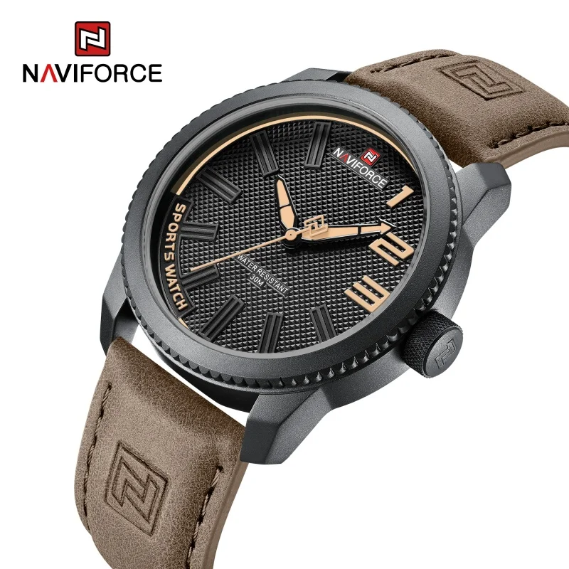 NAVIFORCE Man's Watch New Quartz 3ATM Waterproof Clock Leather Male High Quality Fashion Luxury Business Wristwatch Reloj Hombre