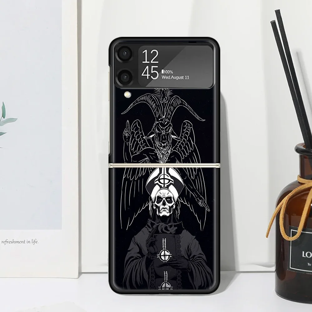 Ghost Papa Emeritus Phone Case For Samsung Galaxy Z Flip Zflip 6 Flip6 5 Flip5 4 Flip4 3 Flip3 5G Art Fundas Black Cover