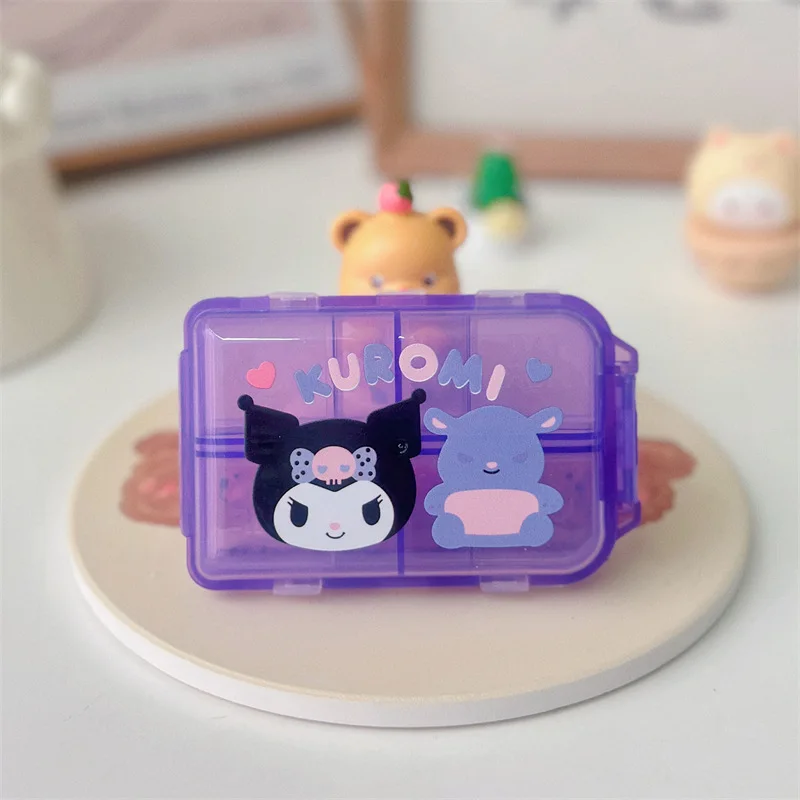 Kawaii Hello Kitty My Melody Kuromi Cartoon Draagbare Verzegelde Medicijndoos Anime Sanrio Meisje Hart Leuke Wegwerp Medicijndoos