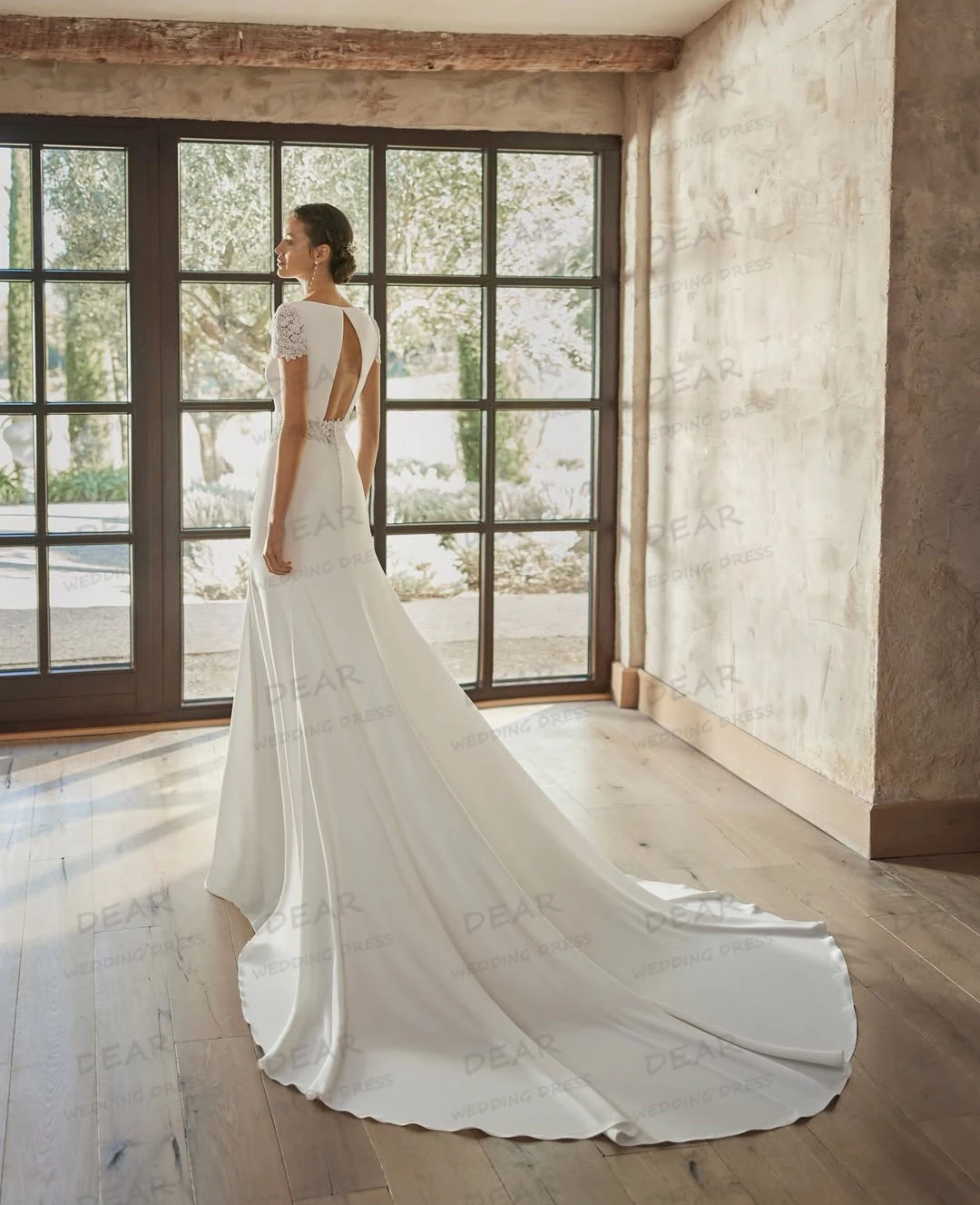 Simple A Line Wedding Dresses Women's Sexy Cap Sleeve Square Collar Elegant Bridal Gowns Sleeveless Vestidos De Novia Customized