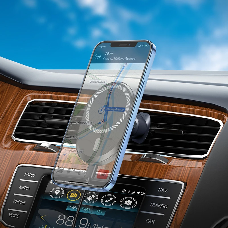 Bonola Car Magnetic Phone Holder 15W Fast Wireless Charging for iPhone 16/16 Pro Max Fuel Vehicle Air Vent Chargers Stand image 2