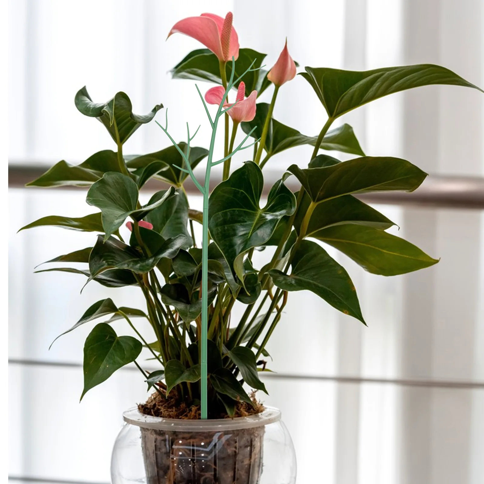 

1 Set Adjustable Climbing Plant Support Stake Sturdy Pp Material For Balcony Garden Potted Plant Holder Flower Stem Support