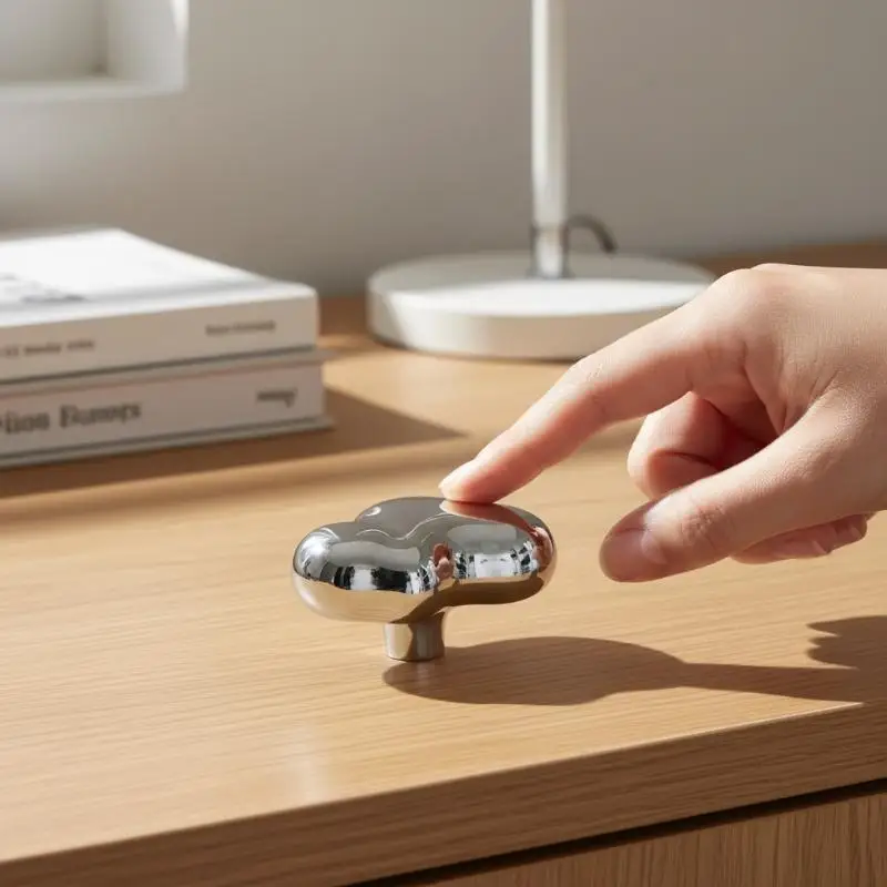 Bright Silver Small Handle Single Hole Modern Metal Pull for Furniture Wardrobe Kitchen Cabinet Drawer Door Enhancer