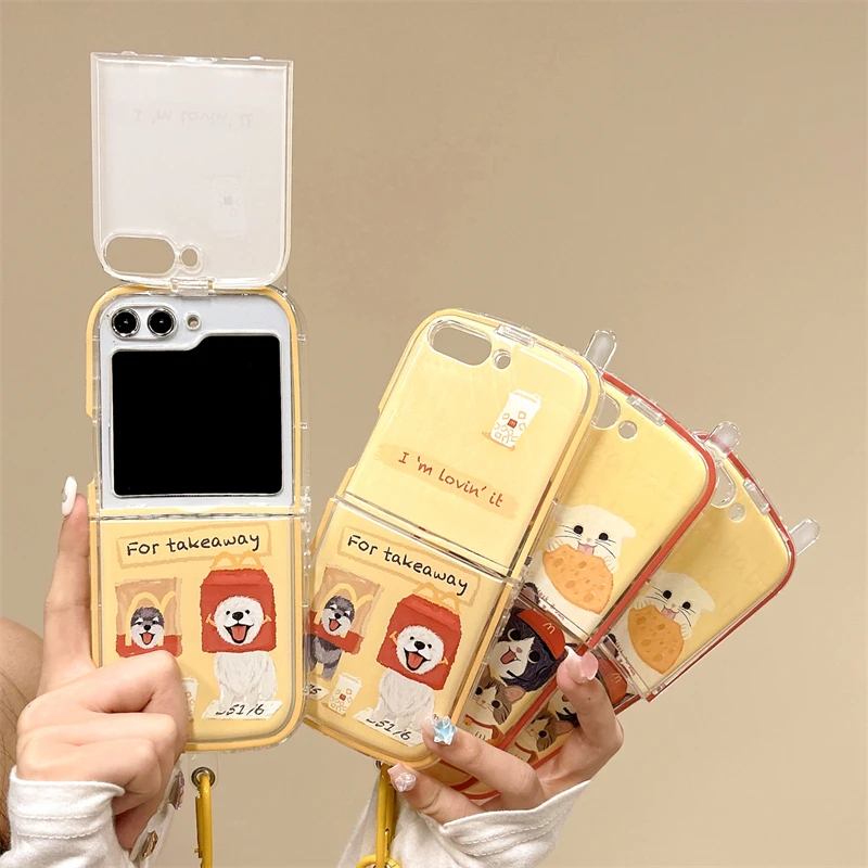 

Phone Case with Plush French Fries Pendant for Samsung Galaxy Z Flip 5, 4, 3, Z Flip4, Flip5, Flip3, 5G Cover