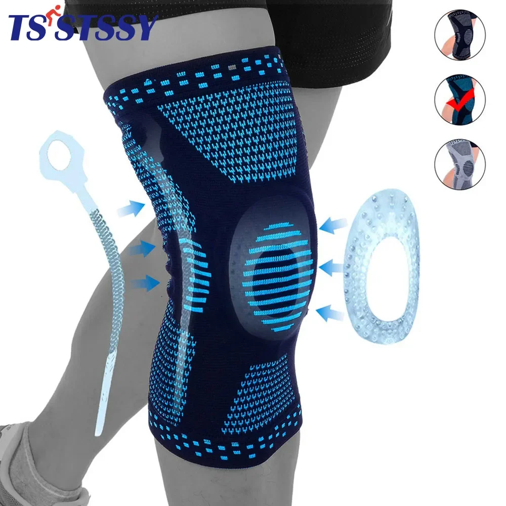 

1Pcs Knee Brace for Men Women Silicone Spring Support Knee Pads Workout Meniscus Tear Joint Pain Relief Knee Compression Sleeve