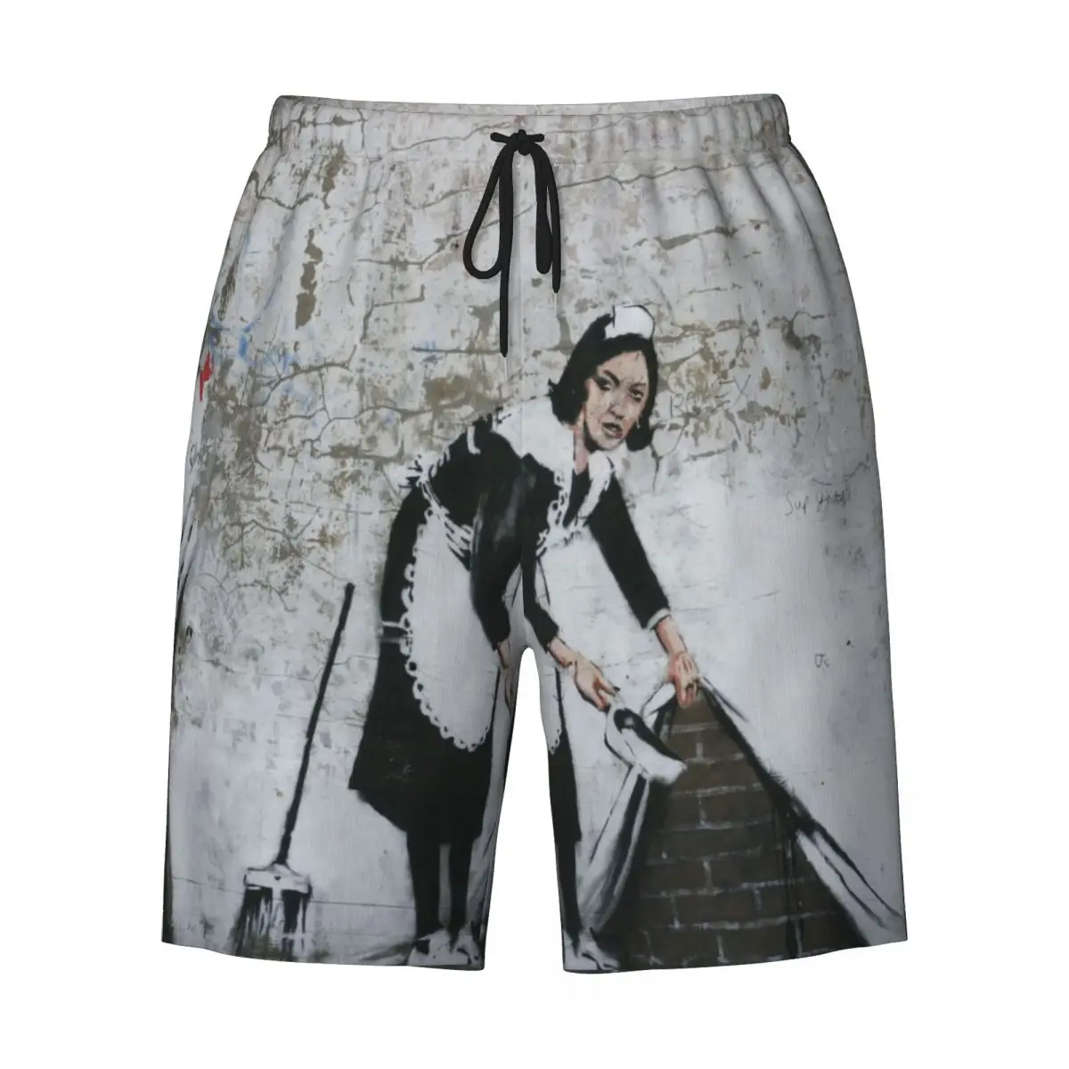 Custom Sweep It Under The Carpet costume da bagno Mens Quick Dry Board Shorts Banksy Street Pop Art costumi da bagno abiti Boardshorts